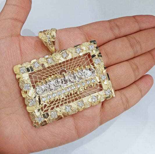 Real 14k Gold Nugget Last Supper Charm 2.6 inch 14kt Yellow Gold - GoldenlinQ