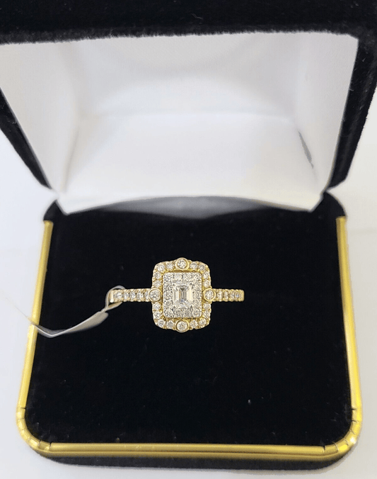REAL 14k Rose Gold Diamond Ladies Ring Rectangle Shape Women Engagement Wedding - Reva Jeweler