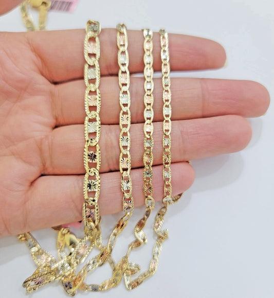 REAL 14k Trio Gold Necklace chain Ladies 3mm 3.5mm 5mm 18" - 24" Women - Reva Jeweler