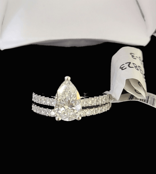 Real 14k White Gold Diamond Ladies Ring SETLab Created Women Engagement Wedding - Reva Jeweler