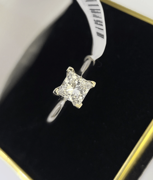 REAL 14k White Gold Diamond Ring Lab Created Ladies Wedding Engagement Genuine - Reva Jeweler