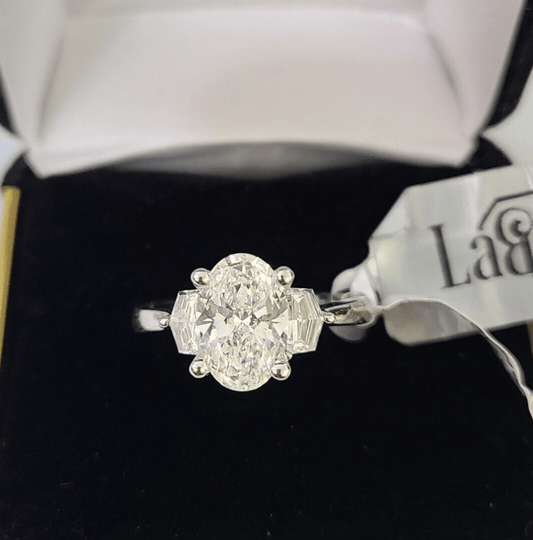 REAL 14k White Gold Diamond Ring Lab Created Ladies Wedding Engagement Genuine - Reva Jeweler