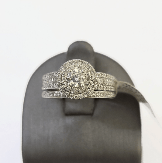 REAL 14k White Gold Diamond Ring Round Shaped Ladies Wedding Engagement - Reva Jeweler