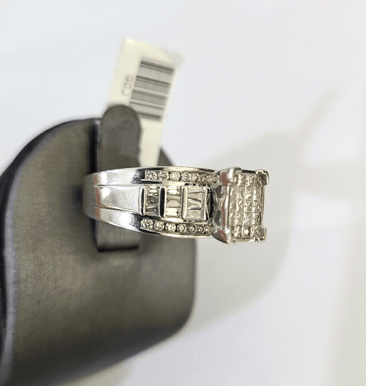 REAL 14k White Gold Diamond Ring Size 7 Wedding Casual Ring Womens Genuine - Reva Jeweler