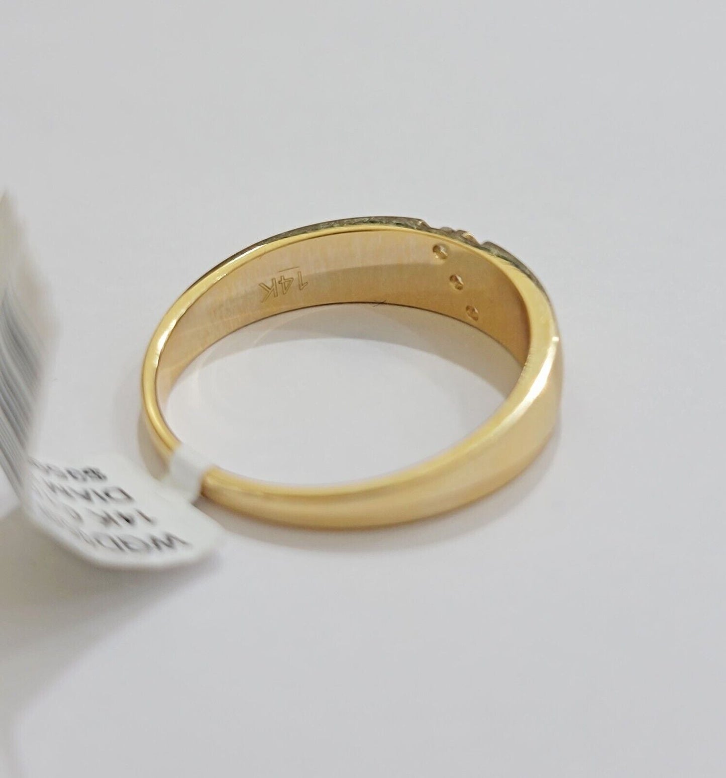 Real 14k Yellow Diamond Ring Mens Band 0.10 Ct Round Cut Wedding Engagement Size - Reva Jeweler