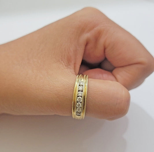 Real 14k Yellow Gold Band 1/2 CT Diamonds Men's Wedding Engagement Ring Size 10 - Reva Jeweler