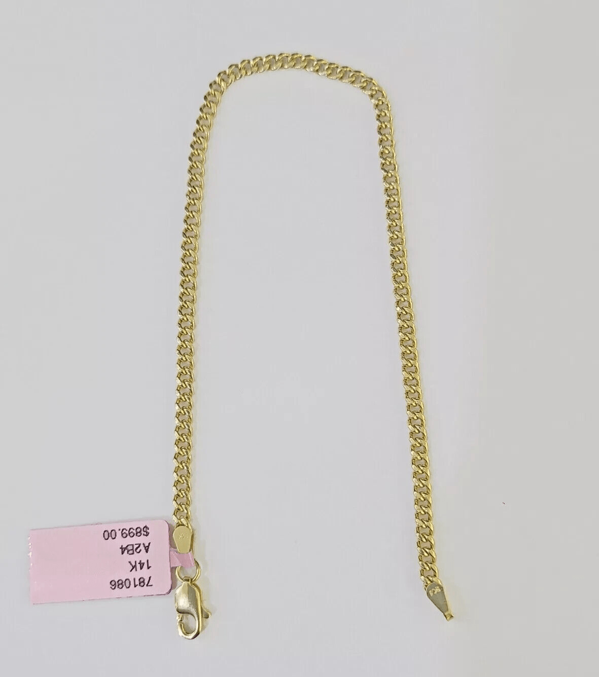 Real 14k Yellow Gold Bracelet 8 inch Miami Cuban Link 3mm 14kt For Women Ladies - Reva Jeweler