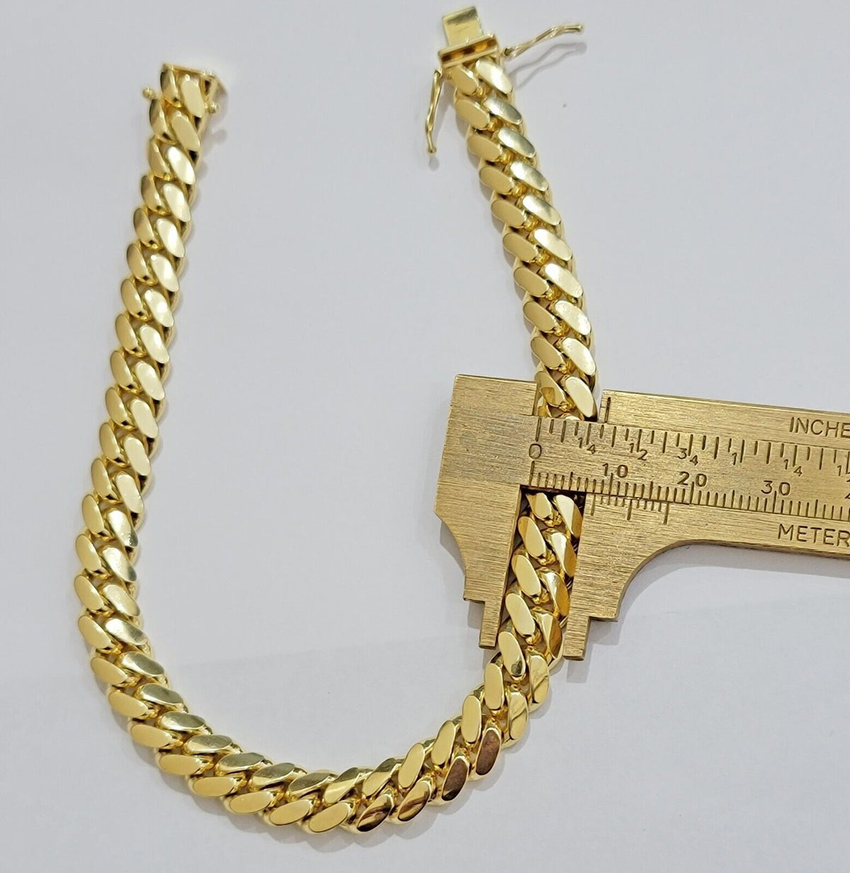 Real 14k Yellow Gold Bracelet 8mm Miami Cuban Link 7.5 - 9 Inch Mens 14kt SOLID - Reva Jeweler