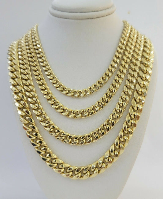 Real 14k Yellow Gold chain Miami Cuban Link Necklace 6mm - 9mm 8" - 30" Inch ,Strong - Reva Jeweler