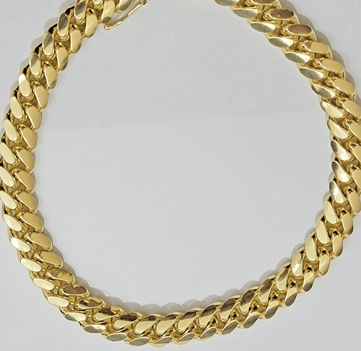 Real 14k Yellow Gold Chain Miami Cuban Link Necklace Men Solid 8mm 18 Inch Short - Reva Jeweler