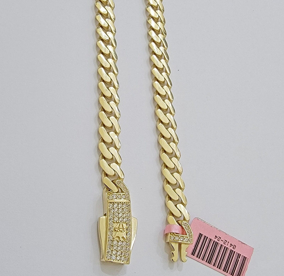 Real 14K Yellow Gold Chain Necklace Royal Monaco Cuban Link 7mm 20" - 24" ,Hollow - Reva Jeweler