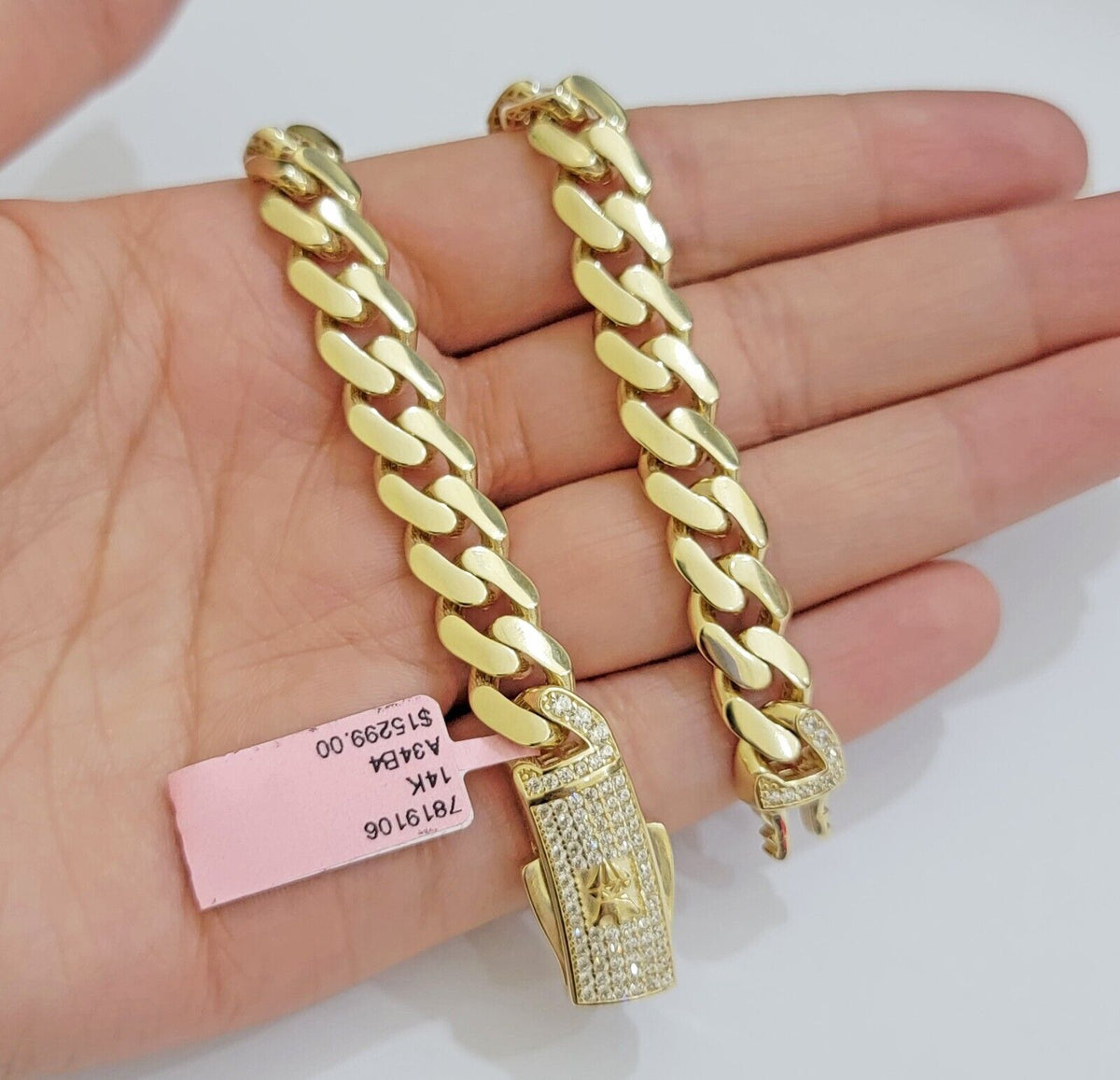 Real 14K Yellow Gold Chain Necklace Royal Monaco Cuban Link 9mm 20" - 26" Hollow - Reva Jeweler