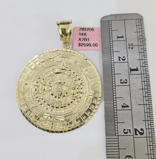 Real 14k Yellow Gold Circular Mayan Calendar / Pendant Charm 14kt - Reva Jeweler
