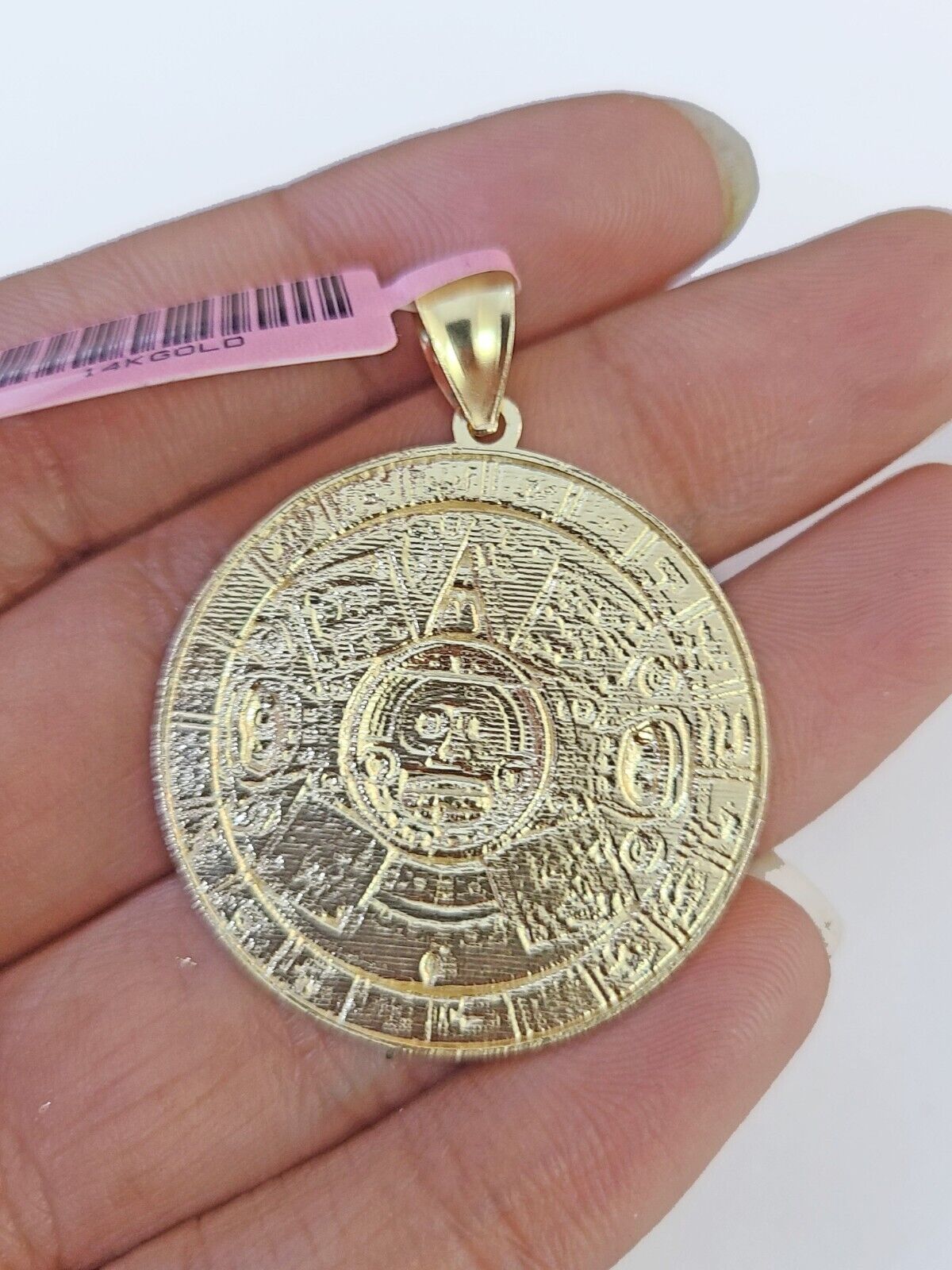 Real 14k Yellow Gold Circular Mayan Calendar / Pendant Charm 14kt - Reva Jeweler