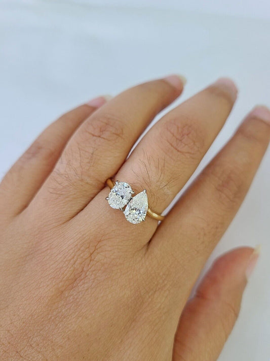 Real 14k Yellow Gold Diamond Ladies Ring Lab Created Women Engagement Wedding - Reva Jeweler