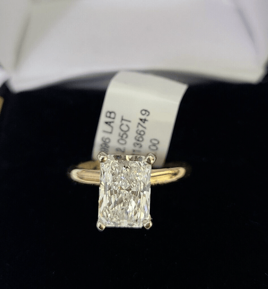 Real 14k Yellow Gold Diamond Ladies Ring Lab Created Women Engagement Wedding - Reva Jeweler