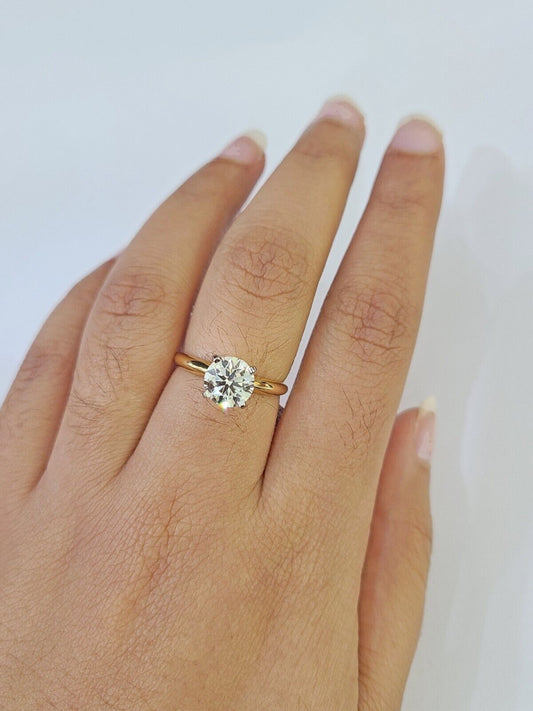 Real 14k Yellow Gold Diamond Ladies Ring Lab Created Women Engagement Wedding - Reva Jeweler