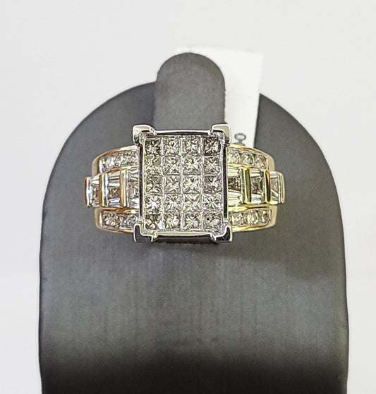 Real 14k Yellow Gold Diamond Ring Rectangle 2.01CT Men Engagement Wedding Ring - Reva Jeweler