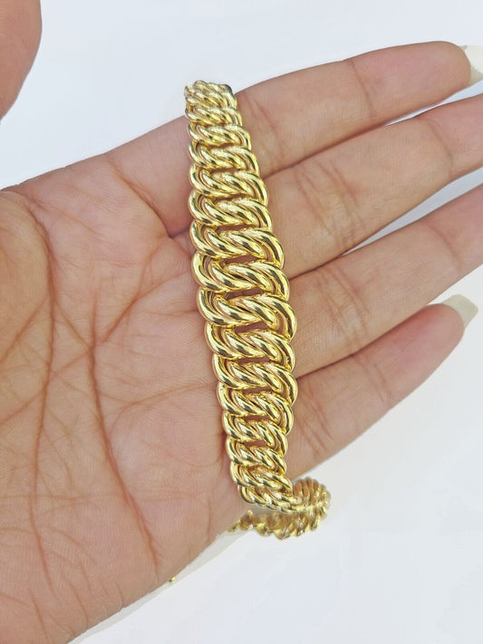 Real 14K Yellow Gold Flat Byzantine Link Bracelet 7.5 inches Long - Reva Jeweler