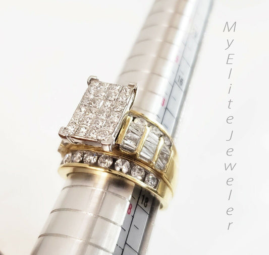REAL 14k Yellow Gold Ladies Diamond Ring 2CT, Cinderella Style Size 7 For Women - Reva Jeweler