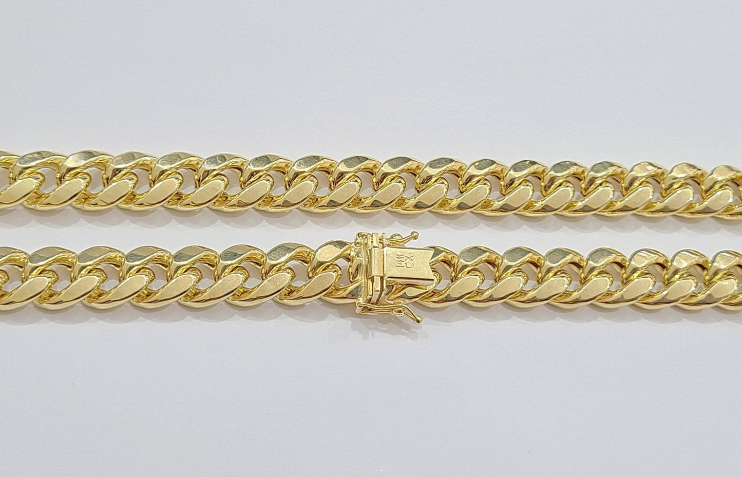Real 14k Yellow Gold Miami Cuban Link Chain 11mm 22" Necklace Box Lock For Men - Reva Jeweler