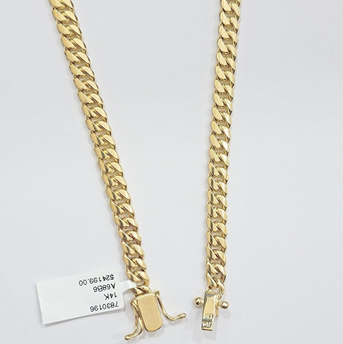 Real 14k Yellow Gold Miami Cuban Link Chain 6mm 20" Necklace 14kt solid Box lock - GoldenlinQ