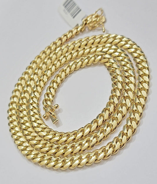 Real 14k Yellow Gold Miami Cuban Link Chain Necklace 6mm 20" - 30" 14kt SOLID - Reva Jeweler
