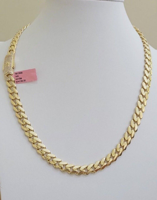 Real 14k Yellow Gold Monaco Chain Necklace 20" 22'' 24'' 26" Inch 9mm 14kt SALE - Reva Jeweler
