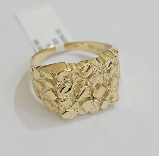 Real 14k Yellow Gold Nugget Ring For Men's Genuine 14kt casual or Pinky Ring - Reva Jeweler