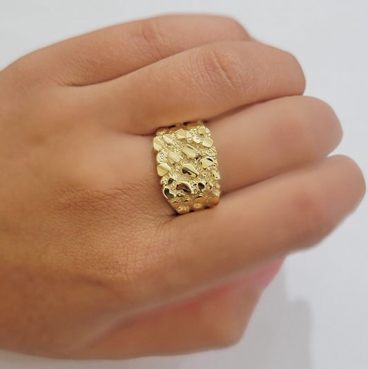 Real 14k Yellow Gold Nugget Ring Solid Mens SZ 9 Genuine 14kt casual/ Pinky SALE - Reva Jeweler