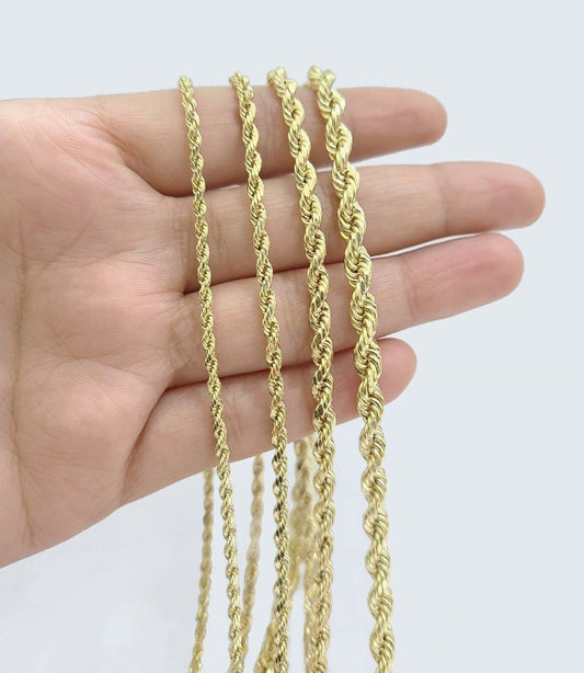Real 14K Yellow Gold Rope Chain 2.5 - 5mm Necklace 18 - 26 Inches Lobster Lock SALE - Reva Jeweler