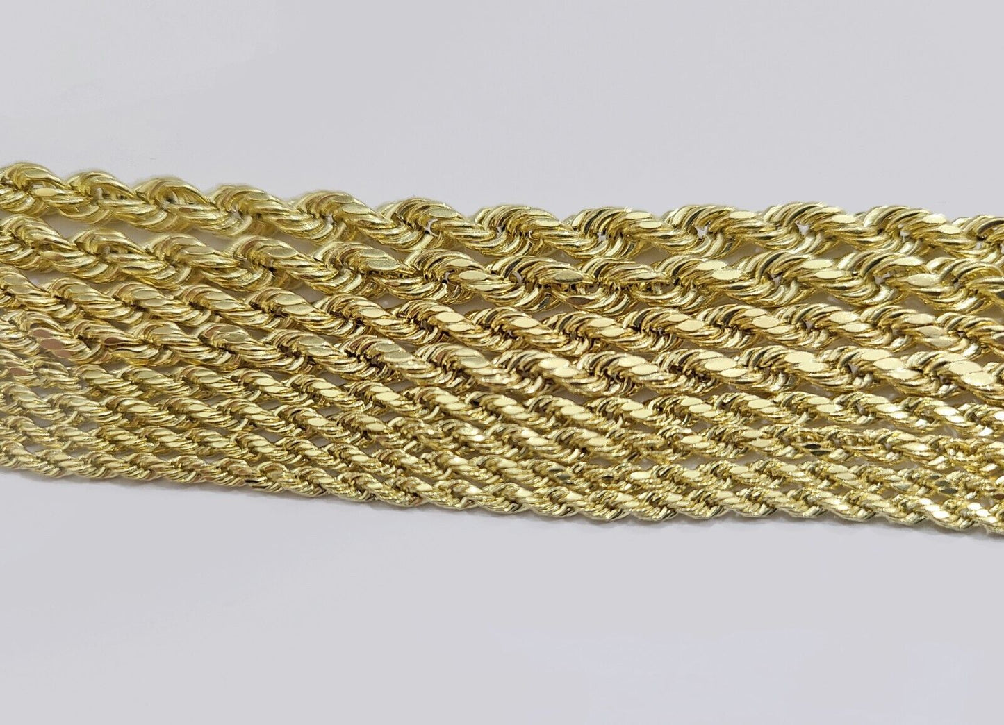 Real 14K Yellow Gold Rope Chain 2.5 - 5mm Necklace 18 - 26 Inches Lobster Lock SALE - Reva Jeweler