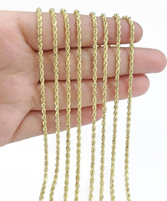 Real 14k Yellow Gold Rope Chain Necklace 2.5mm 18 - 30 Inch Diamond Cut 14kt SALE - Reva Jeweler