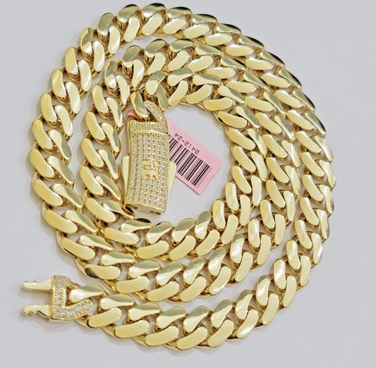 Real 14K Yellow Gold Royal Monaco Chain 11mm chain 20 - 26" Necklace Mens Puro ORO - Reva Jeweler