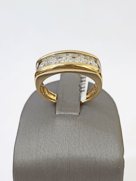 Real 14k Yellow Gold White Diamond Mens Ring Genuine Natural - Reva Jeweler
