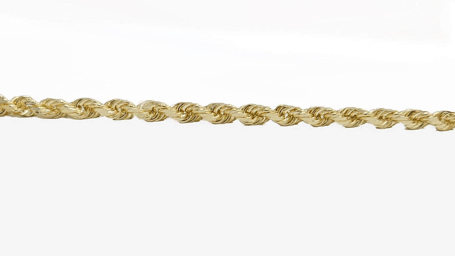 Real 14k Yellow Solid Gold 3mm Rope Bracelet 8.5'' inch 14kt Unisex - GoldenlinQ