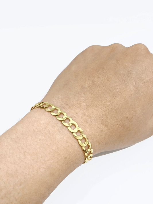 Real 14k Yellow Solid Gold 7mm Cuban Curb Link Bracelet 7'' inch 14kt Unisex - Reva Jeweler