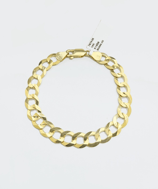 Real 14k Yellow Solid Gold 9mm Cuban Curb Link Bracelet 8'' inch 14kt Unisex - GoldenlinQ