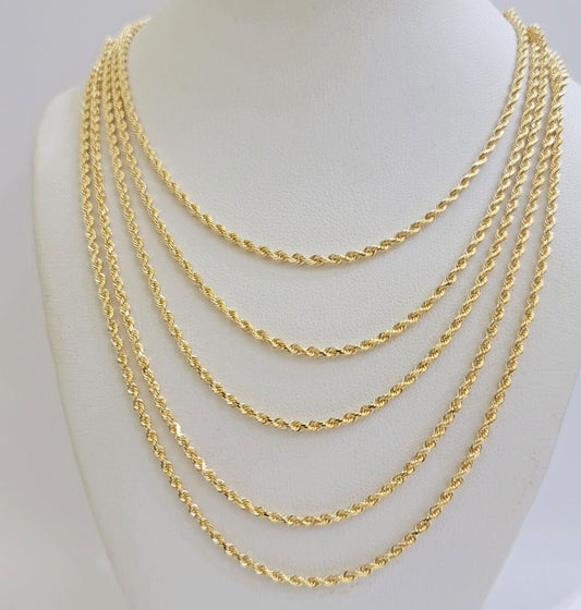 Real 18k Yellow Gold Rope Chain ladies Necklace 2mm 16 Inch Choker Solid 18kt - Reva Jeweler