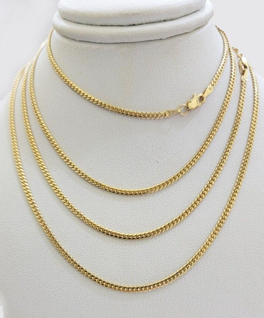 Real 18kt Yellow Gold Miami Cuban Chain Necklace 3mm 22 Inch Men Women SOLID NEW - Reva Jeweler
