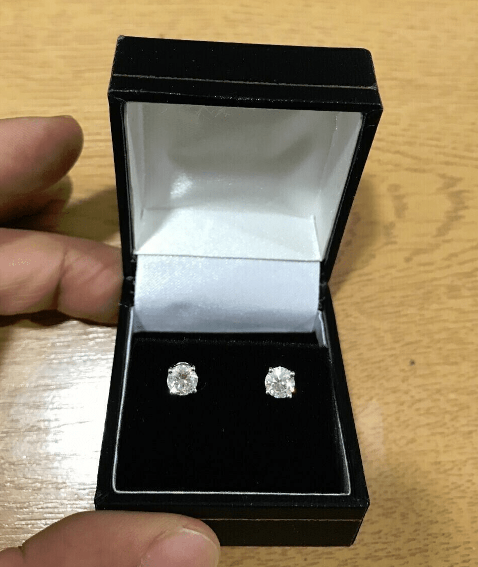 Real 1CT Round Brilliant Cut Diamond Stud Earring In 14K Gold Lab Created VS Dia - Reva Jeweler