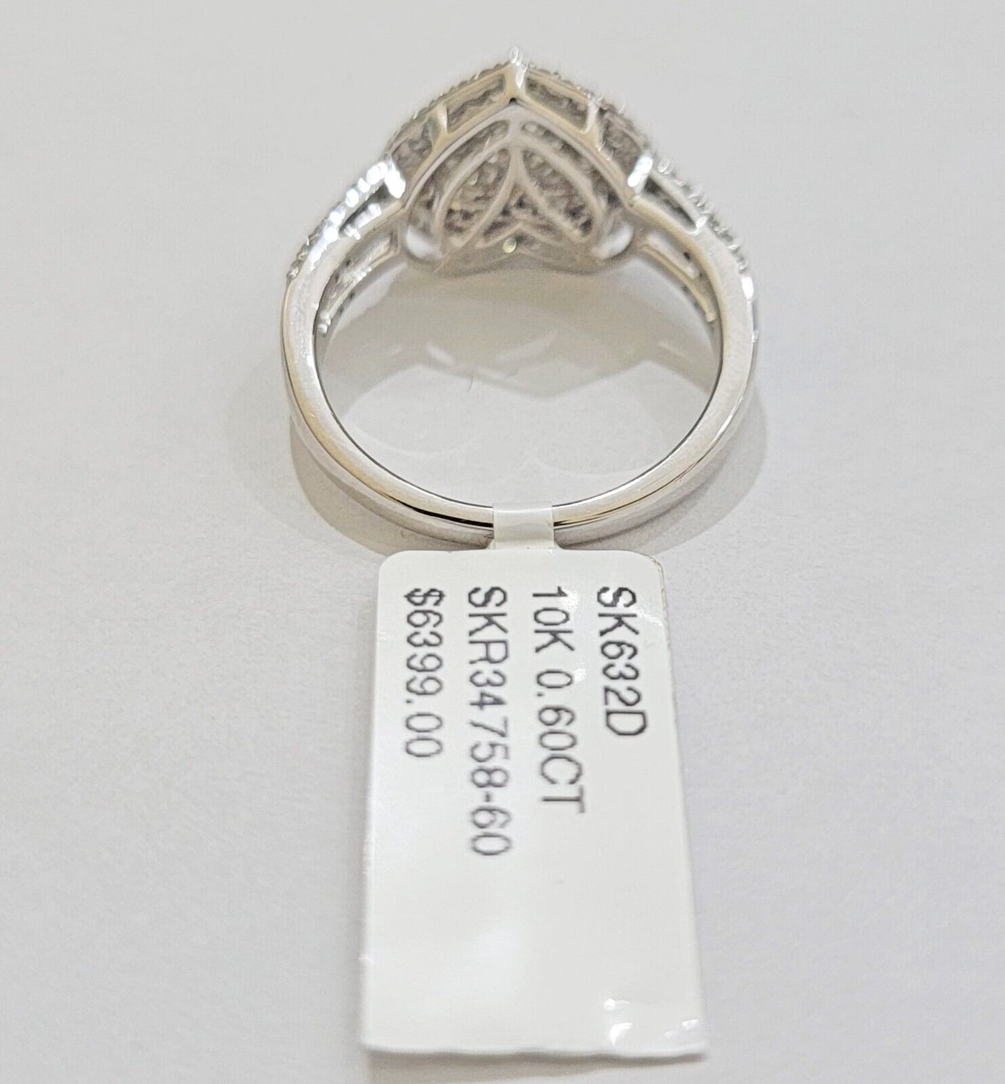 Real Diamond Ring Heart Shape 10k White Gold 0.60 CT Natural Diamond Ladies Band - Reva Jeweler