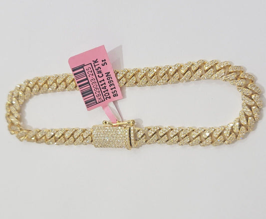 Real diamonds bracelet cuban link 10kt Yellow Gold Solid 7.5 Inch men women - Reva Jeweler