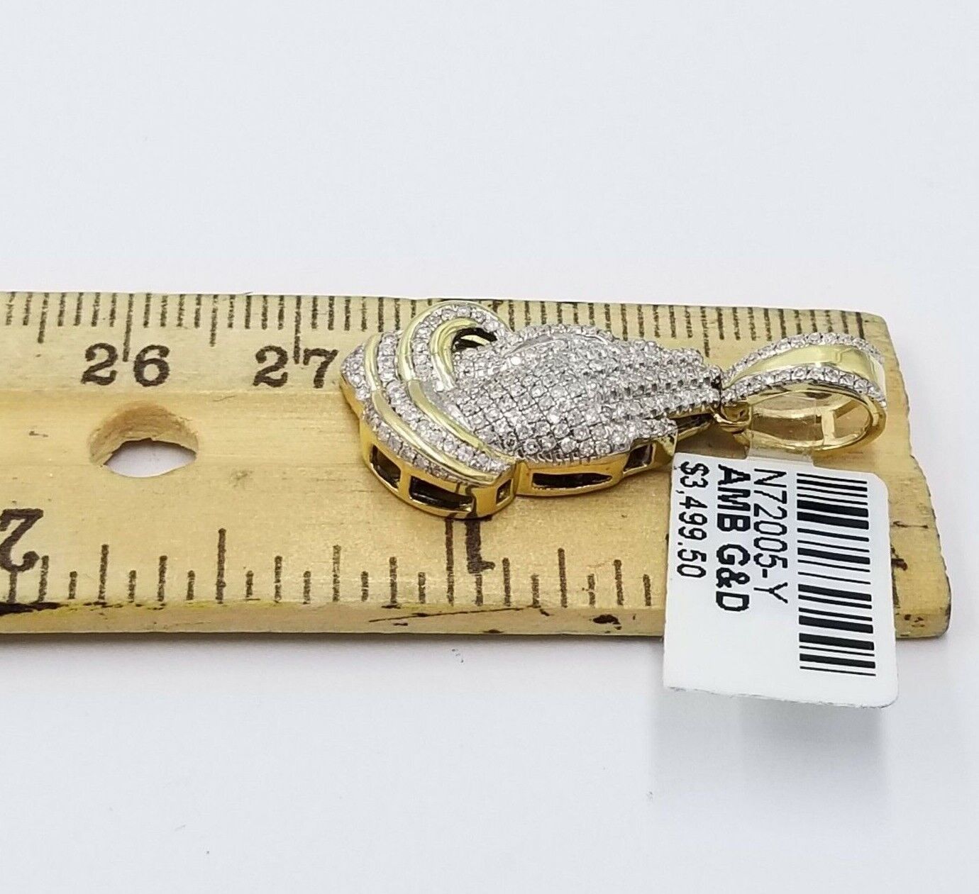 Real Diamonds Praying hand Charm Pendant 0.45CT Diamond ,10KT Real Yellow Gold - Reva Jeweler