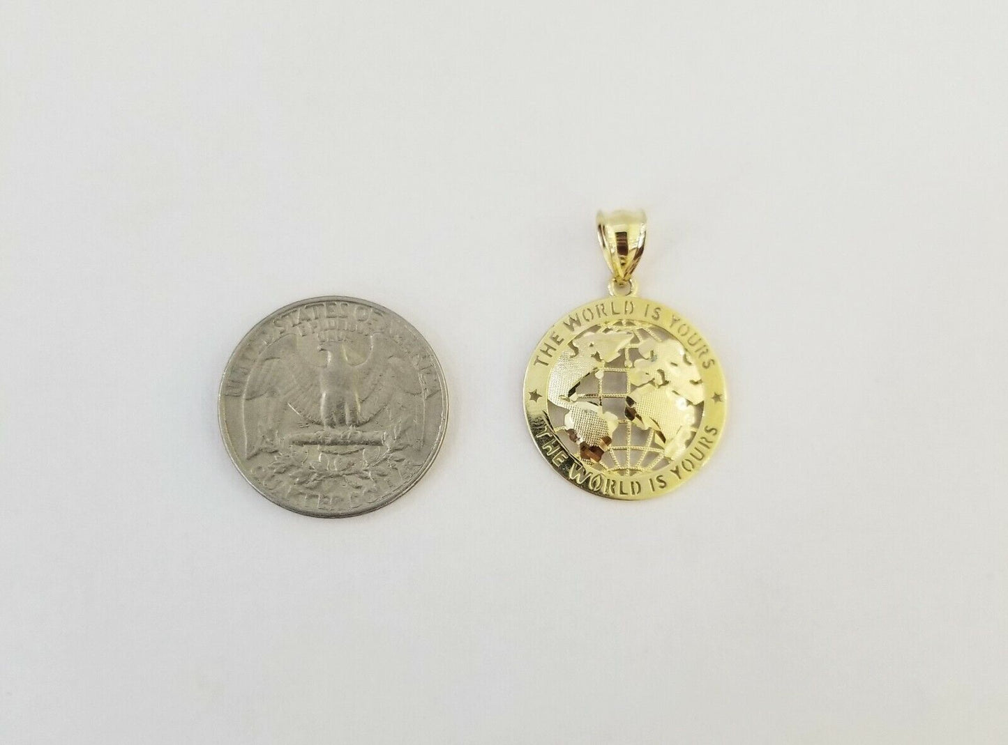 Real Gold 10k The World is Yours Map Pendant Diamond Cut 10kt - Reva Jeweler