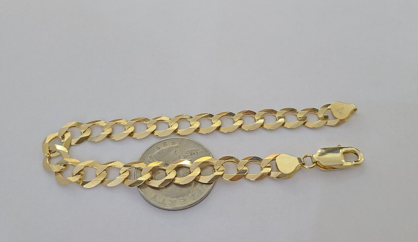 Real Gold Bracelet 10k Gold 8mm Link 8 Inch Men Women Cuban Curb Link - Reva Jeweler