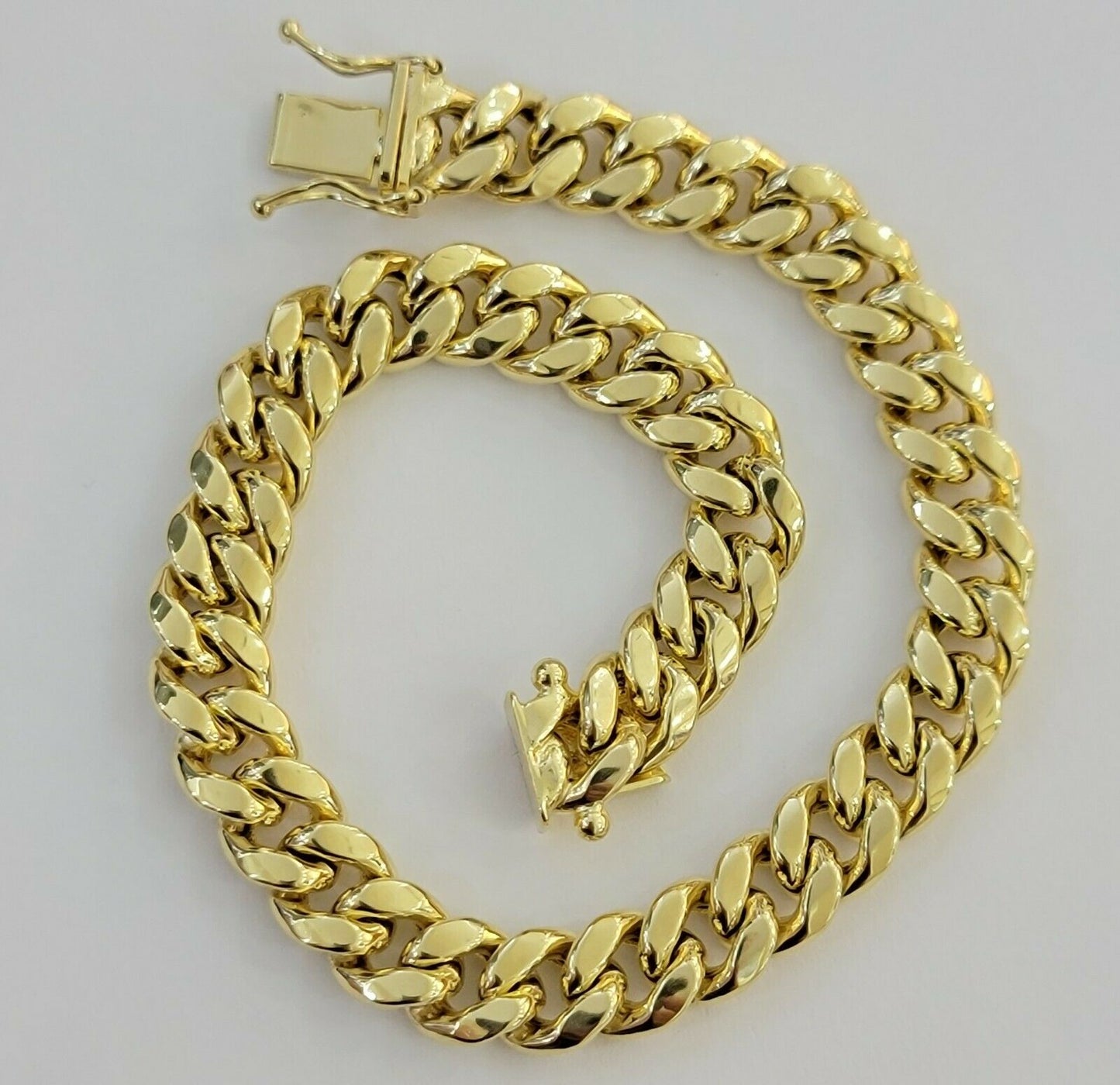 Real Gold Ladies Bracelet Miami Cuban Link 7" 8mm REAL 10kt Yellow Gold Women 10k - Reva Jeweler