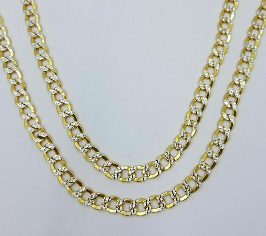 Real Gold Mens Necklace Cuban Link Diamond Cut 8mm 20" - 28" 10k Yellow Gold Chain - Reva Jeweler