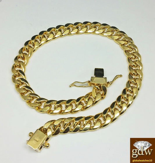 REAL Mens 10k Gold Cuban Bracelet 7mm 7.5 Inch Box clasp - Reva Jeweler