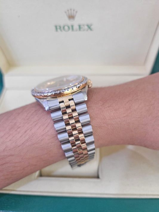 ROLEX Datejust Stainless Watch Roman Dial Diamond Bezel 36mm Men - Revewa Jewlery